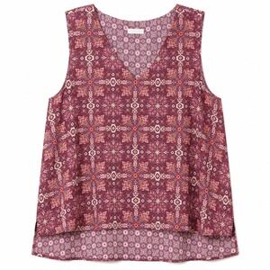 NWT$ J. JILL Double-Layer Sleeveless Tank Top Sz L/Petite Paisley Geo Print